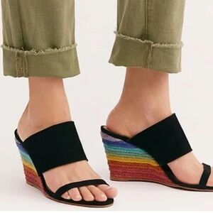 Free People Glorietta Rainbow heeled Espadrille Wedges Suede Sandal